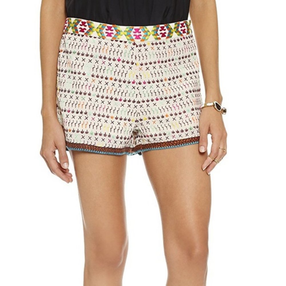 Love Sam “Imari” Yucatec Embroidered Summer Shorts | Boho Festival Style | L